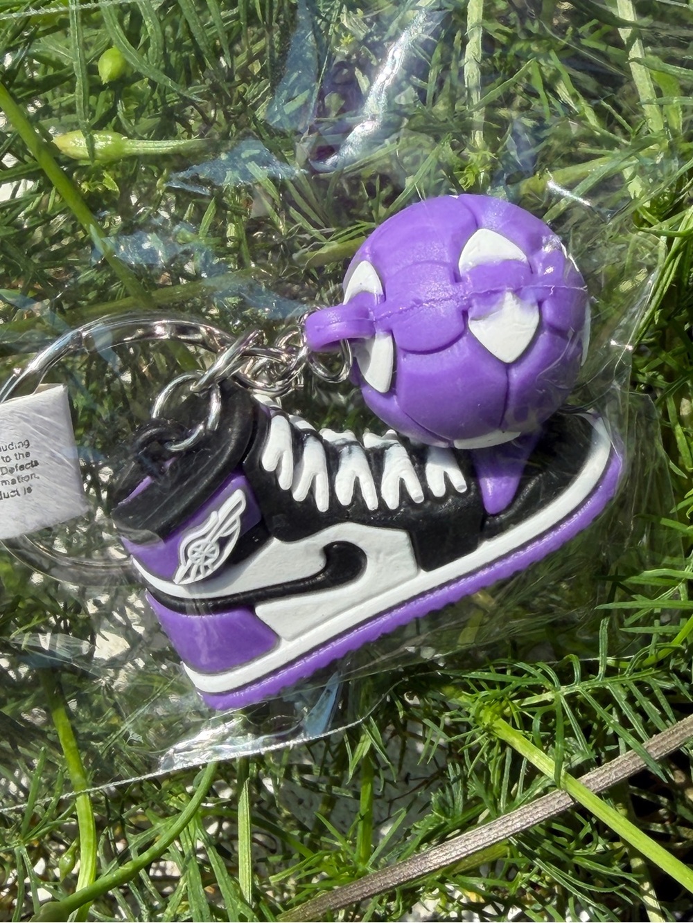 Purple Sneaker Keychain with Mini Ball Charm - Unbranded
